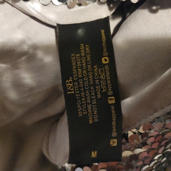 I&B Bodysuit Silver Sequin  Size M - Picture 10 of 13